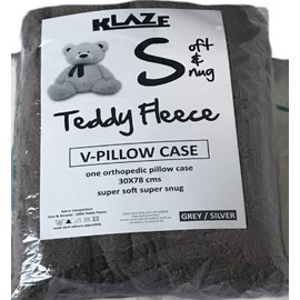 Fleece V Pillowcase Cover Only Teddy Bear Sherpa Fleece Super Soft Non-Allergenic Orthopaedic (Charcoal Grey, V Pillowcase Only)