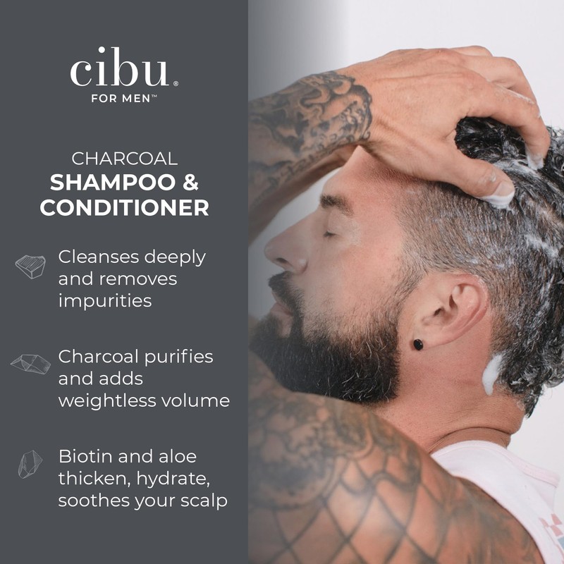 Cibu for Men Charcoal Shampoo and Conditioner Bundle - 12oz