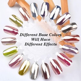 Magic White Chrome Nail Powder Super Glossy Mirror Effect for Gel Nails Polish Design, Moonlight Pearl Chrome Powder for Nails Metallic Silver Glitter Pigment Powder 0.5g with Tool