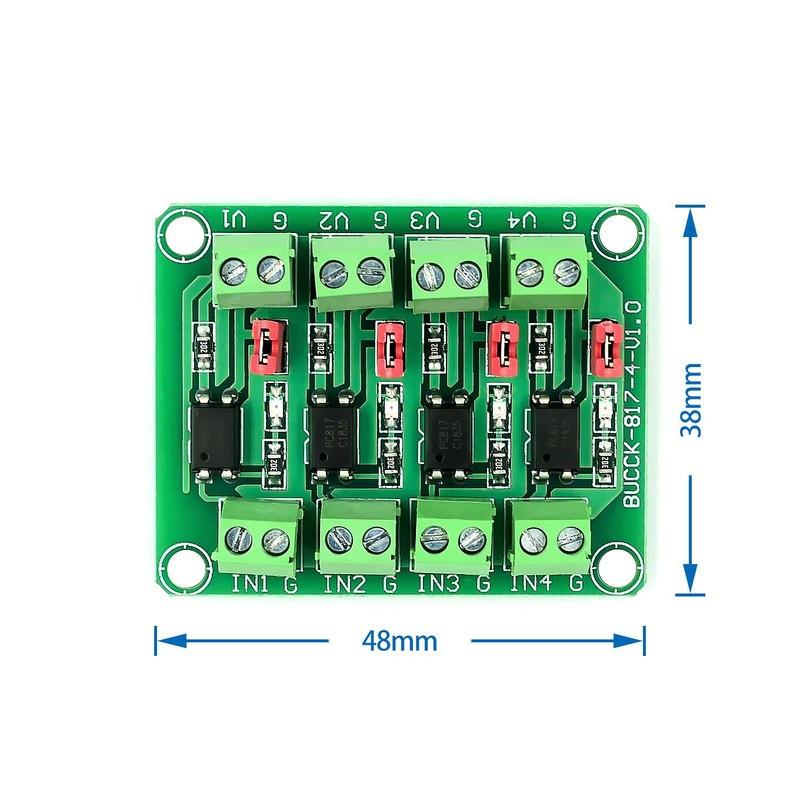 Hailege Set of 2 PC817 4 Channel Optocoupler Insulation Board