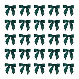 7Rainbows 50pcs Boutique 1.5" Dark Green Satin Ribbon Mini Bows for Craft Sewing Scrapbooking Wedding and Gift Wrapping