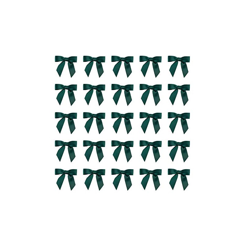 7Rainbows 50pcs Boutique 1.5" Dark Green Satin Ribbon Mini Bows