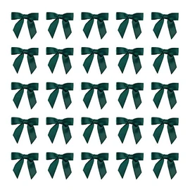 7Rainbows 50pcs Boutique 1.5" Dark Green Satin Ribbon Mini Bows for Craft Sewing Scrapbooking Wedding and Gift Wrapping