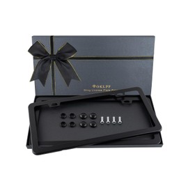 OKLPF 2 Pack Black License Plate Frame, Black Aluminum License Plate Cover, Matte License Plate Front and Rear 2 Packs. (2 Holes), Come with Screw Cap, Screw,Washer