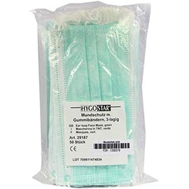 Face Masks with Elastic Band Green Pack of 50