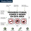 Do Not Smoke Eat or Drink In This Area Spanish