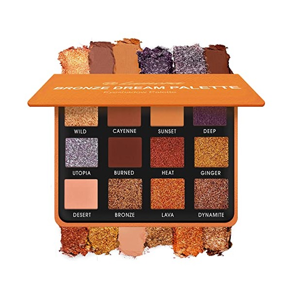 Bronze Gold Nude Eyeshadow Palette - Shimmer Matte Eye Shadow Pallet With 12 Highly Pigmented Colours For Professional Everyday Amber Brown Make Up Looks - Travel Size Makeup Palette With Mirror