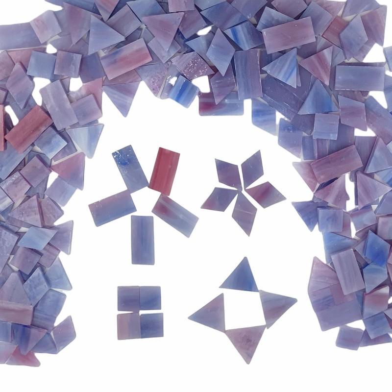 Stained Glass Mosaic Tiles 200g 230pcs Square Triangle Diamond Rectangle
