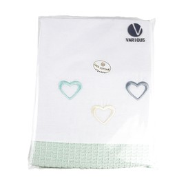 various Set Lenzuola Lettino Neonato 60x120 cm, 100% Cotone Extra Morbido, Include Lenzuolo con Angoli, Lenzuolo Sopra e Federa, Biancheria Letto Bambino Traspirante Happy Love Colore BCO/Verde