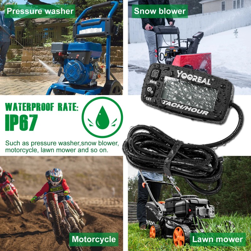 Yooreal Digital Hour Meter,Tachometer Maintenance Reminders