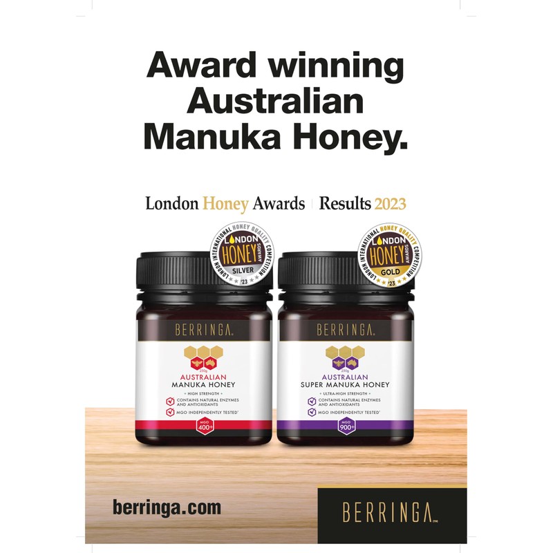 Berringa Australian Manuka Honey, MGO 220+ Medium Strength, Raw &