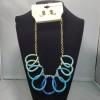Devan aqua blue gold metal chain necklace and earing set