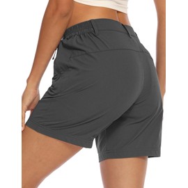 TBMPOY - Pantalones cortos tipo cargo para mujer, de secado rápido con bolsillos, pantalones cortos de trabajo, golf, ligeros, para exteriores, para verano, para mujer, 6"-gris oscuro, X-Large