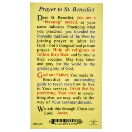 William J. Hirten Traditional Holy Cards with Catholic Art and Prayers (Saint Benedict)