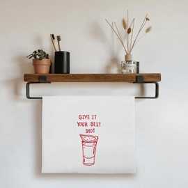 uinwk Bar Towels for Kitchen Home Bar, Give It Your Best Shot Funny Kitchen Towels, Bar Cart Decor, Funny Kitchen Decor, Funny Dish Towels with Sayings, 16x24