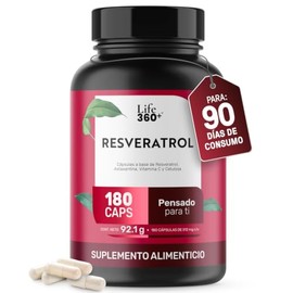 LIFE 360 Resveratrol  Antioxidante  180 cápsulas  1024mg por porción                                                                                  