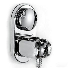 Suction Cup Handheld Shower Head Holder - 90 Degree 5 Angles Adjustable - Wide Input - Ideal for Large & Heavy Shower Heads - Bathroom Wall Mounted Shower Wand Holder (Polished Chrome)