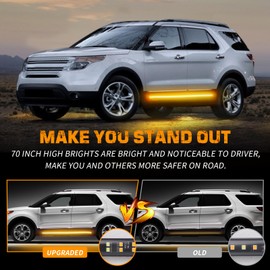 XRIDONSEN 2PCS 60 inch Amber Strobe Lights Strip 720 LED Running Board Lights Flashing Warning Hazard Safety Side Step Flexible Emergency Lights for Tow/Plow Trucks Construction Vehicles Pickup SUV