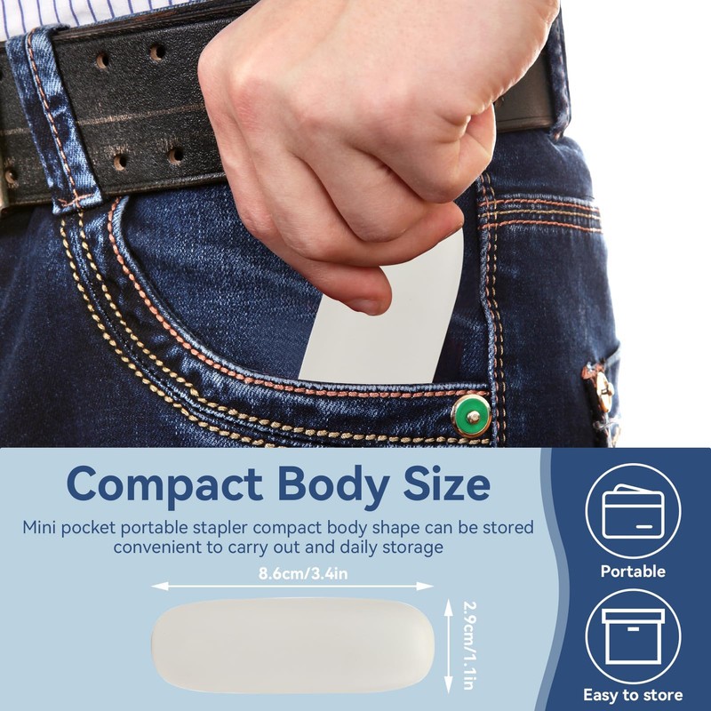 Office Stapler Made of Metal, Ergonomic Design with Refill Indicator,