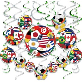 AhfuLife 24 Piezas Decoración Colgante para Mundial de Fútbol, Adornos Colgantes para Fiesta de Cumpleaños de Fútbol para Decoración de Mundial 2026, 