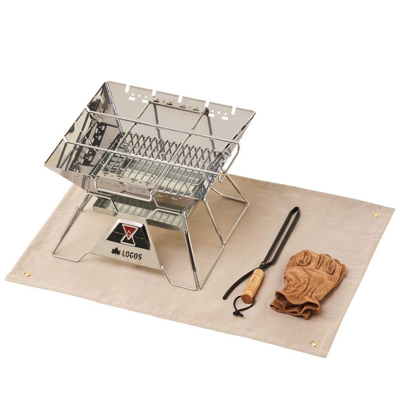 LOGOS Fire Pit Grate with Heat-Resistant and Insulation Sheet (80×60cm)