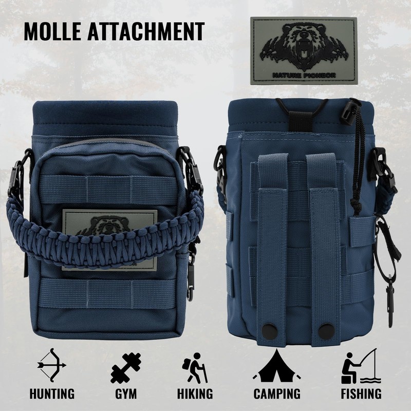 NATURE PIONEOR 32 64 128oz Tactical Water Bottle Pouch, Multi-Function