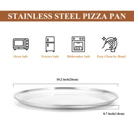 Deedro Pizza Baking Pan Pizza Sheet, 10 inch Stainless Steel Pizza Tray Round Pizza Oven Pan for Home Restaurant Pizzeria, Nontoxic & Heavy Duty, Easy Clean & Dishwasher Safe, Set of 2