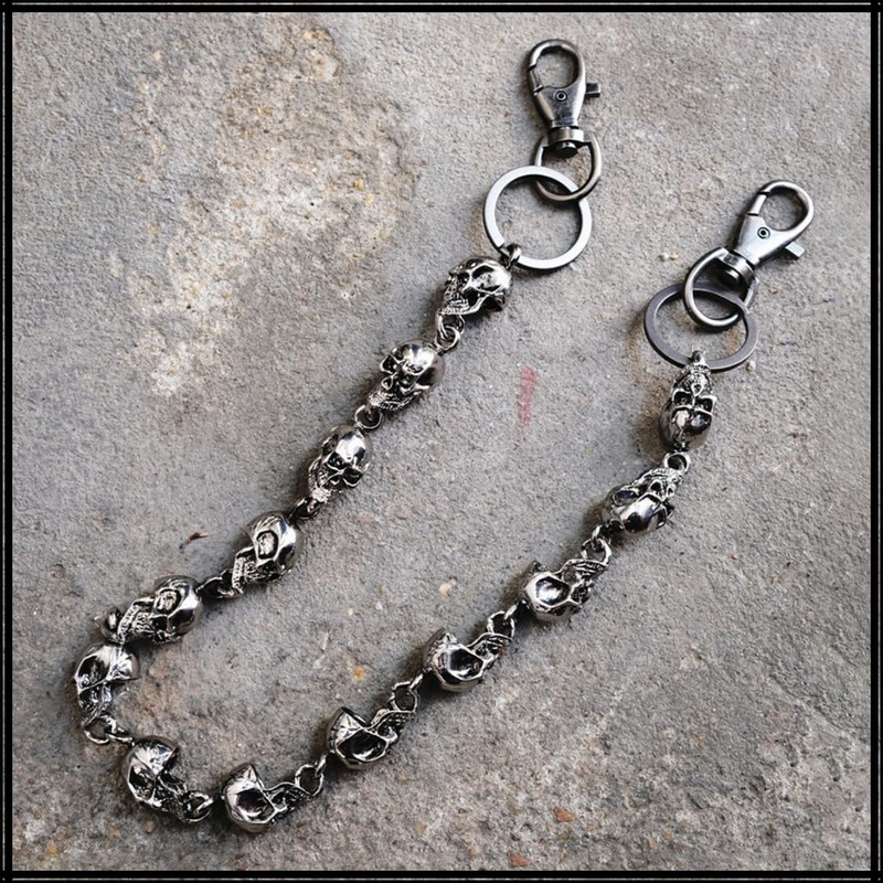 White Fang AZ117 Wallet Chain, Skull, Stylish, Fall Prevention, Lock,