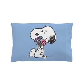 CafePress Snoopy with A Flower Bouquet Standard Size Pillowcase, Lumbar Pillow Cover Fleece