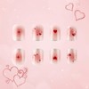 Short Press on Nails Short Square Fake Nails with Red