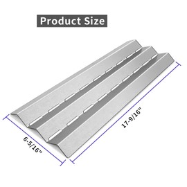 Heat Plate Tent Shield Replacement for Huntington, Broil-Mate, Sterling, Master Forge, Perfect Flame, GrillPro, Lowes Gas Grill Models, Stainless Steel Burner Cover Flame Tamer, 4-Pack, 17 9/16"