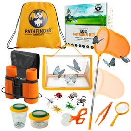 Bug Hunting Kits for Children Kids Binoculars, Butterfly Net, Big Bug Viewer, Bug Catcher for Kids, Magnifying Glass, Plastic Bugs & More - Kids Explorer Kit & Educational Toys for Boys & Girls