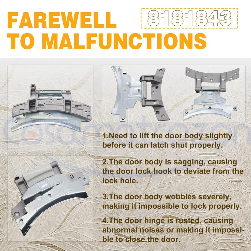 WP8181843 8181843 Cosamatcozon Upgraded Front Load Washer Door Hinge- Compatible