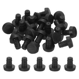 sourcing map 25Pcs Round with Thread Glass Top Table Bumpers with Stem, Rubber Grippers Anti Slip Pads for 6mm Hole, Table Spacers Furniture Cabinet Pads Foot End Caps Covers Protectors, Black