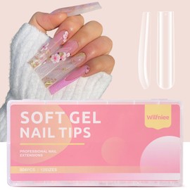 Wilfniee 504PCS Full Cover Square Nail Tips: Extra Long Clear Square Nails Tips for Acrylic - 3XL Curve Fake Nail Tips 12Sizes Nails for Salon DIY Nail Art