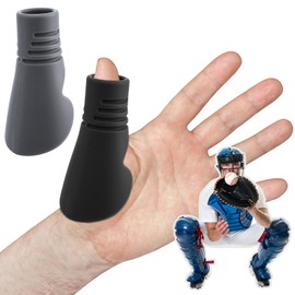 Thumb Guard for Baseball & Softball Catchers Gear, Adult/Youth Silicone Shield Catching Training Aid, Hand Protector for Palm Hand Injury & Sting Prevention (Gray+Black, Adult)