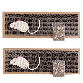 BPS BPS-1852 x Cat Scratching Post Cardboard Cat Scratcher Scratching Post 13 x 38 cm Ideal Accessory for Sharpening Nails (Pack of 2, 13 x 38 cm)