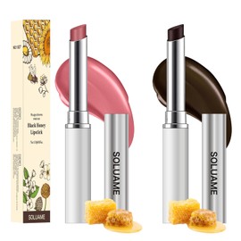 Lipstick Schwarzer Lippenstift und rosa Lippenstift getönter Lippenbalsam für alle Hauttöne. Vielseitige Farben und feuchtigkeitsspendende Lippen (1,9 g * 2 Stück Honiglippenstift)