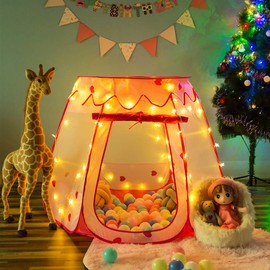 Crayline Pop Up Princess Tent with Star Light, Toys for 1 2 3 Year Old Girl Birthday Gift, Ball Pit for 12-18 Months Baby Girl Toys, Toddler Gift, Easy to Pop Up and Assemble(Pink)