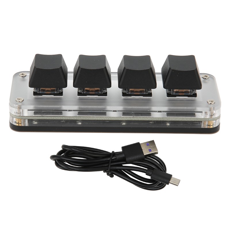 4 Fully Programmable Keys Mini Type C Wired One Handed