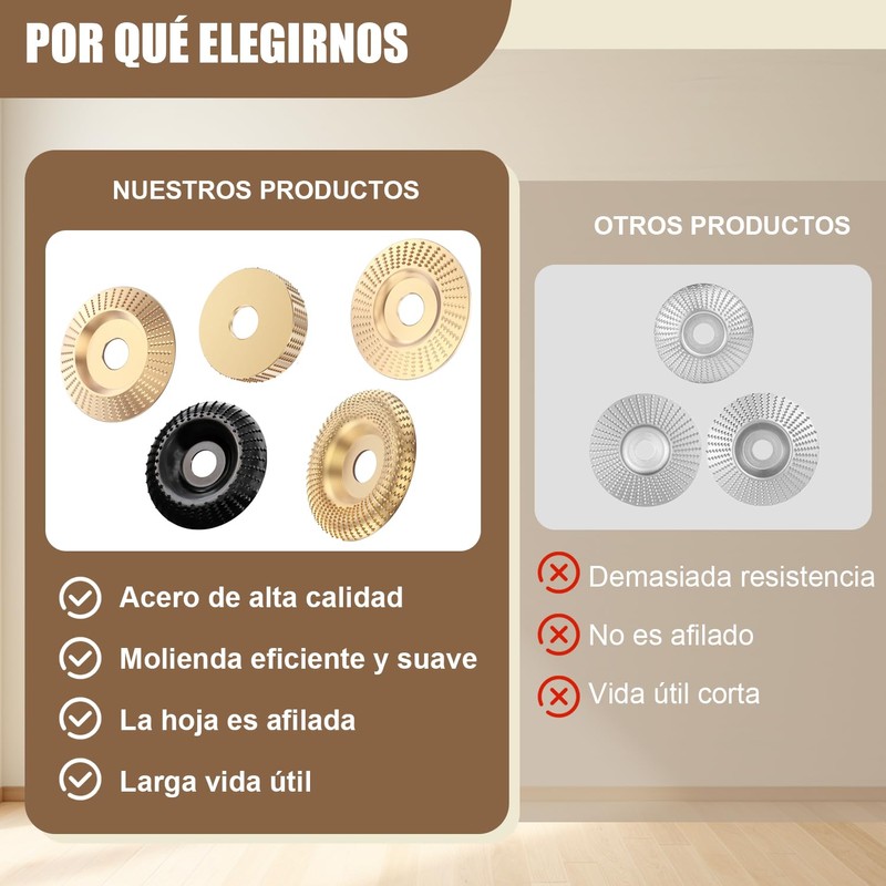 10 Discos de Tallado de Madera con Buje, Juego de