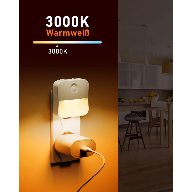 FLOWood Night Light Socket with Twilight Sensor and Motion Sensor,