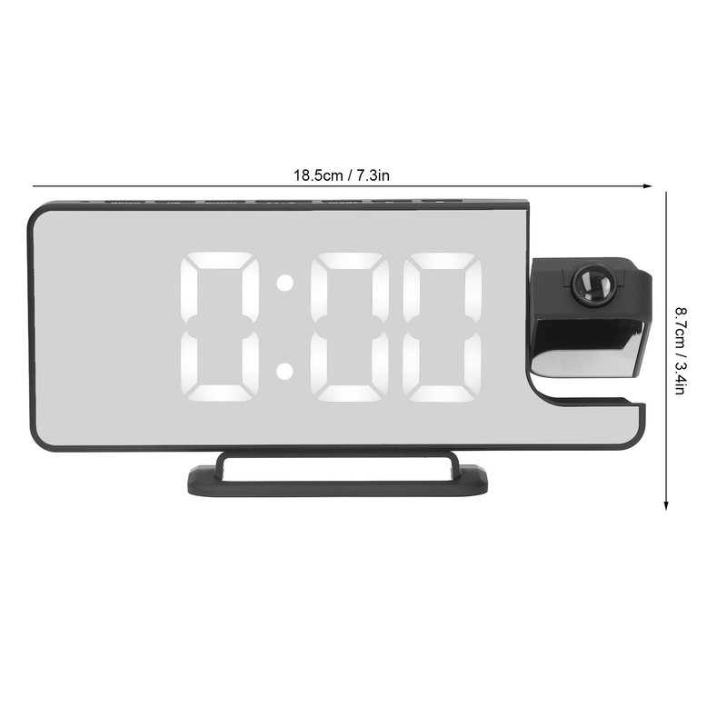 Projection Alarm Clock LED Digital Mirror Alarm Clock Rechargeable 6