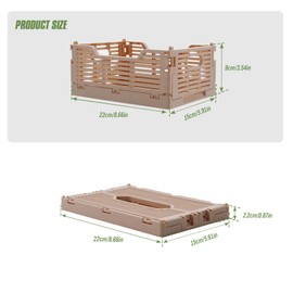 Vivikivi 4-Pack Plastic Crates for Storage, Collapsible Storage Crates Stackable, Space-Saving Foldable Crate for Home Kitchen Classroom Office Bedroom Bathroom (8.66''x5.91''x3.54'', Blue)