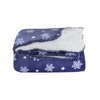 Micro-Pro Navy Snowflake Sherpa Lined Fleece Blanket Throw Cosy Soft