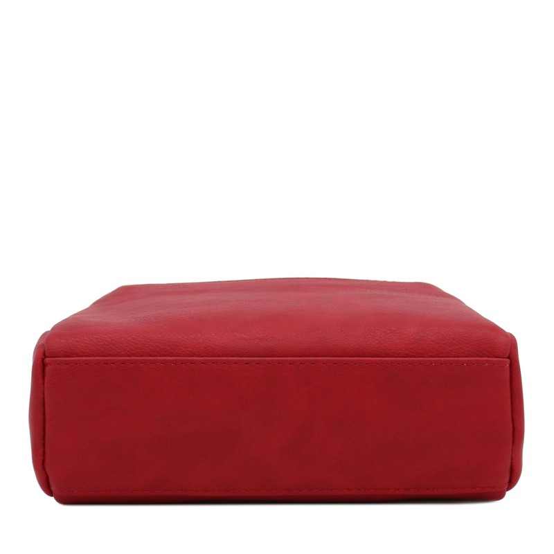 Small Triple Zip Crossbody Bag (Red)