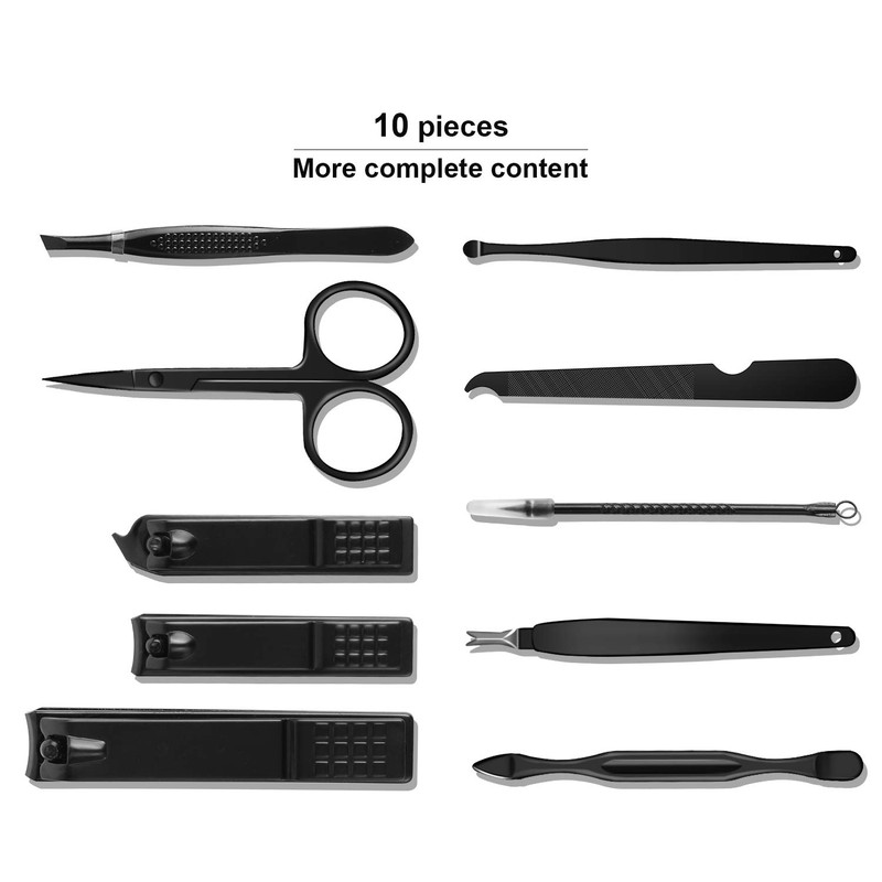 Manicure Set 10pcs Professional Nail Clippers Kit Pedicure Care Tools-Stainless