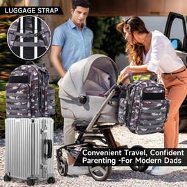 ANWTOTU Mens Diaper Bag,Dad Diaper Bag Backpack with Diaper Changing Mat,Extra large Capacity Military Diaper Backpack Made of Rugged 900D Waterproof Polyester with Wider Extra-Long Straps（Camo）