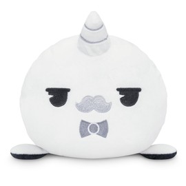 TeeTurtle Reversible 6" Rubber Hose Narwhal Plushie - Black and White Retro Cartoon - Kawaii Soft Cute Stuffed Animals