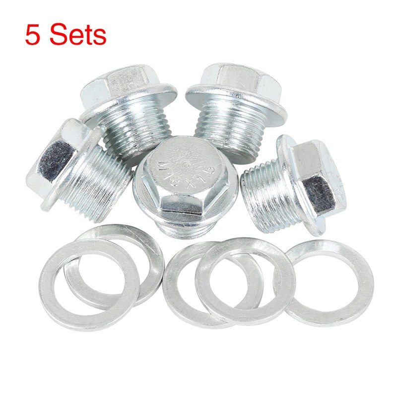 X AUTOHAUX 5 Sets Oil Drain Plug with Sealing Ring
